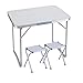 Produktbild SPZDZ Picknick-Klapptisch, Einfacher Klapptisch, Studentenschlafzimmer-Lerntisch, tragbarer Klapptisch mit 2 Hockern (Farbe : D, Größe : 70 * 50 * 60cm)