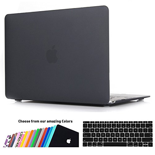MacBook 12 Retina Hülle Schale,iNeseon Ultra Slim Plastik Hartschale Tasche Cover Shell, US schwarz und EU Transparent Tastatur Abdeckung Schutzhülle für Apple MacBook 12 Zoll mit Retina Display [Modell:A1534] (Schwarz)