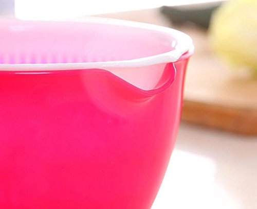 wicemoon Kunststoff Obstkorb Double Layer Ablauf Küche multifunktionale Mini Gemüse Aufbewahrung rosarot - 5