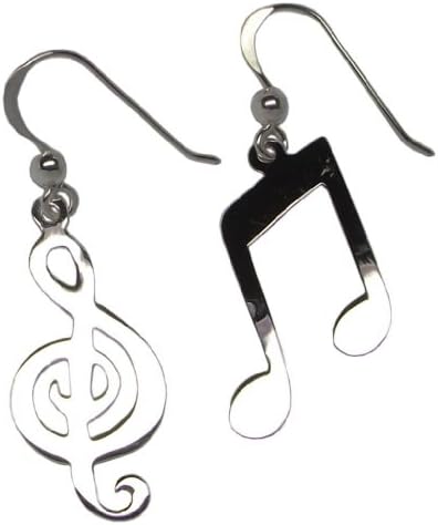 Pair of MUSIC NOTE &amp; G CLEF Drop Earrings 925 Sterling SILVER 38mm Drop NEW