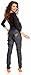 Zeta Ville Pregnancy Maternity Denim Trousers Pants Black Eco Leather Panels 070 (UK 16/18, Denim Blue)