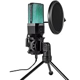 Coverzone Computer RGB Microphone 20-20kHz Professional Podcast Microphone Kit Plug and Play USB Wired PC Laptop I