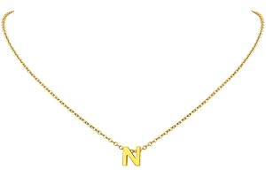 FindChic Tiny Initial Necklace for Women Monogram Jewelry Alphabet Stainless Steel Letter Chain