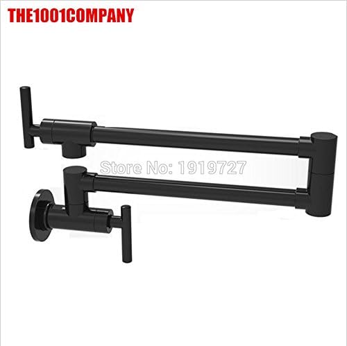 AllureFeng Solid Brass Kitchen Wall Mount Pot Filler Faucet Swivel Spout Chrome Brushed Nickel Matte Black Cold Water Only With Dual Swing