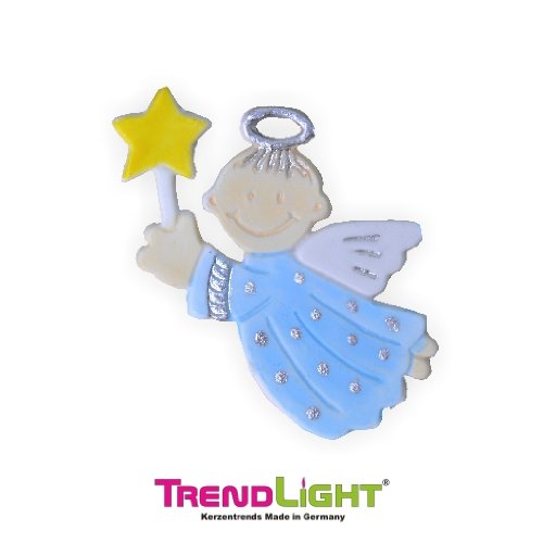 Wachsornament Schutzengel hellblau 70x45 mm