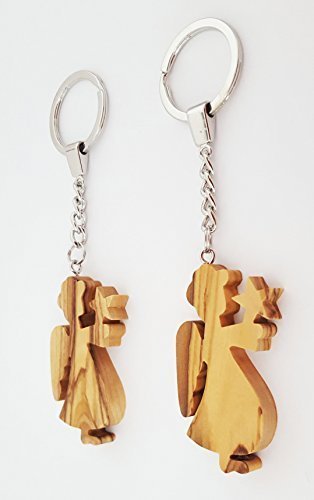 Preisvergleich Produktbild CleanPrince 2 Stück Schlüsselanhänger Engel Schutzengel Liebe Love Holzanhänger Weihnachten Liebe Ostern Muttertag Valentinstag