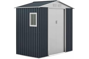 GARDIUN KIS12131 - Caseta Metálica Darwen 2,71 m² Exterior 127x213x205 cm Acero Galvanizado Gris Antracita