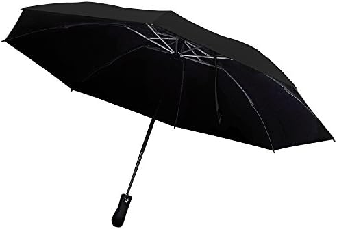 GoldWorld Auto Open Close Upside Down Inverted Umbrella Reverse Folding Inside Out Compact Umbrellas with Windproof &amp; UV Protection 8 Ribs (black)