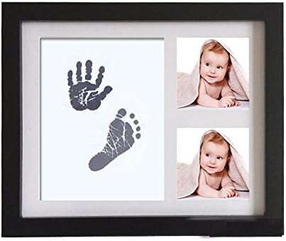 YUCH Photo Frames Solid Wood Baby Hands Footprints Baby,black, 28*23cm