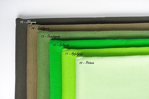 Bündchenstoff XXL als Meterware|doppelt: 75cm breit|einfach: 150cm breit|Farbe: 10 Pistazie|0,25m lang|96% Baumwolle, 4% Elasthan|über 50 Farben zur Auswahl|Jersey|1buy3 - 5