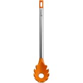 BRA Efficient | Pasta Spoon, Stainless Steel, Nylon and Silicone, 35 cm | Nylon and Silicone, Orange, 35 cm