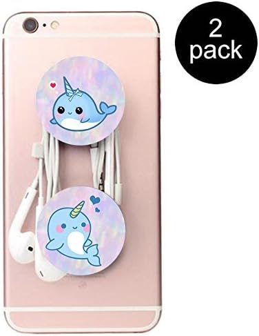 Multi-function Pop cellular phone bracket Socket Expanding Stand and Grip for Smart-phones and Tablets Bracket Mount Holder Collapsible-White blue Pink unicorn Love heart 2 Pack