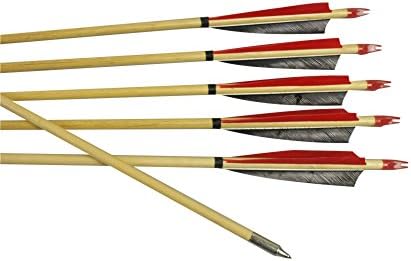 12x 32" Wooden Arrows 5" Red/Black Shield Feather Longbow Recurve bow Hunting Practice