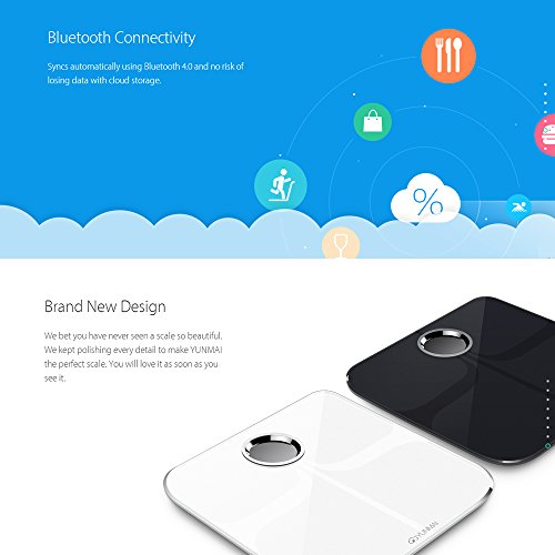 YUNMAI Premium Version Smart Bluetooth Personenwaage mit KörperfettDigital Scale Körper Zusammensetzung Monitor BT4.0 mit extra großem Display Free APP für Android 4.3 iOS 8.0 Smartphones - 6