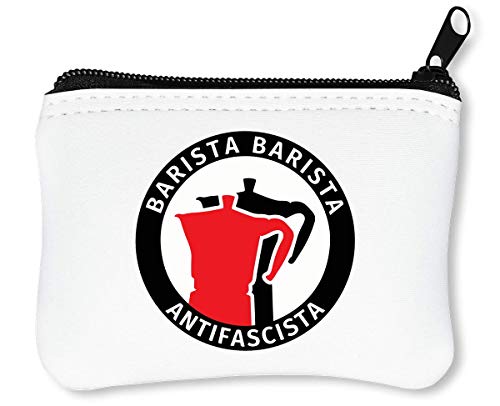 Preisvergleich Produktbild Barista Barista Antifascista Funny Reißverschluss-Geldbörse Brieftasche Geldbörse
