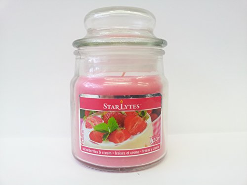Small 3oz (85g) Glass Jar (STRAWBERRIES AND CREAM) Scented Natural Soy Blend Candle BY MAKBROS