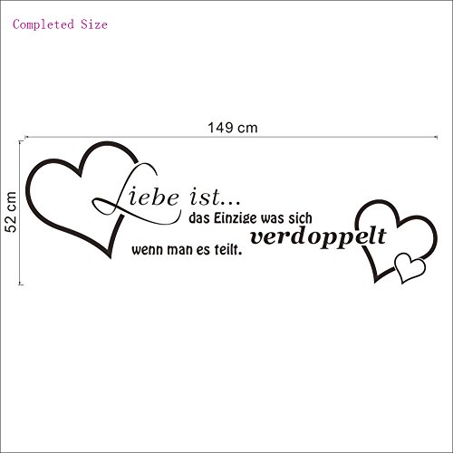 ufengke® „Liebe ist das Einzige“ Spruch Zitat Wandsticker, Wohnzimmer Schlafzimmer Entfernbare Wandtattoos Wandbilder - 3