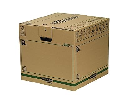 Bankers Box Fellowes 6205301 - Pack de 5 caisses de déménagement à charge lourde montage automatique SmoothMove - Grand