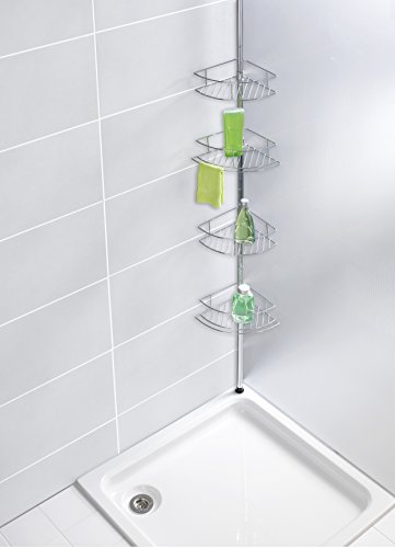 WENKO 21803100 Teleskop-Eckregal Dolcedo – Edelstahl rostfrei, 31 x 65-275 x 23 cm, Glänzend - 2