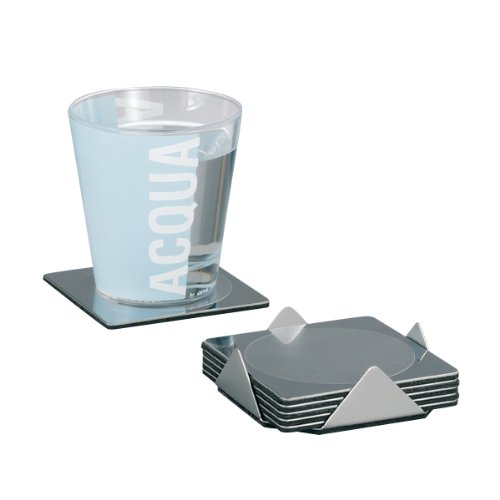 Zeller 27238 Glasuntersetzer-Set, 7-teilig, Edelstahl / 9 x 9 x 2.5