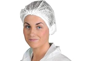 Omnitex Lot de 100 charlottes blanches de qualité supérieure Filets pour cheveux en maille hygiéniques jetables Charlottes à clip avec double élastique (1 sachet de 100)