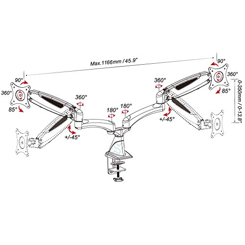 HFTEK® GM124F+D15 Monitor Standfuß Halterung Laptop Halter Tischhalterung Stand für Monitor 15″ -32″ Zoll mit VESA 75/100 (GM124F+D15 Schwarz) - 4