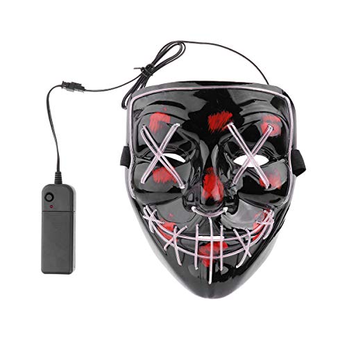 TiaoBug Scary Halloween Mask LED Light Up Glow Masks for Masquerades Carnival Rave Festival Party Cosplay Costume