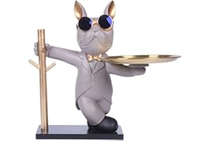 AISEN Statua Bulldog Francese Porta Vassoi, Svuotatasche Moderno, Svuota Tasche da Ingresso, Statua di Orso in Resina Vassoio Decorativo, Porta Cioccolatini Moderno, Porta Caramelle da Tavolo