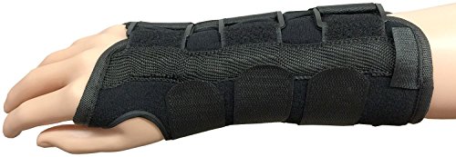 Wrist Support Splint with Thumb Insert and 3 Metal Bars (top, bottom and side) for Carpal Tunnel, Strain, Sprains and Arthritis - New design with velcro closures to secure metal bars