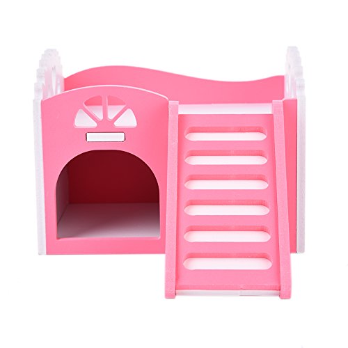 Small Animal Bunk Beds Climbing Toy Small Pet House with Stairs for Hamster &amp;Chinchillas&amp;Guinea Pigs Funny Toys Play Toys Chew Toy by Awhao Pink