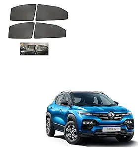 Kozdiko Premium Custom Fit Car Sun Shades Fix Curtains Non Magnetic Mesh Compatible for Renault Kiger