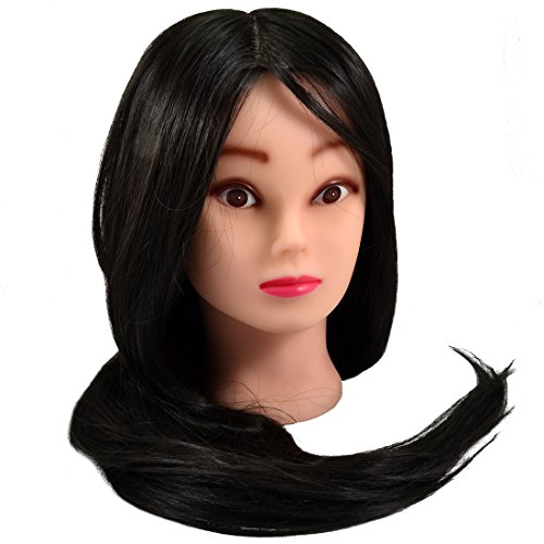 Neverland Professional 26" Long Hair 10% Real Human Hair Hairdressing Equipment Styling Head Doll Mannequin Training Head Tools Braiding Cutting Student Practice Model with Clamp