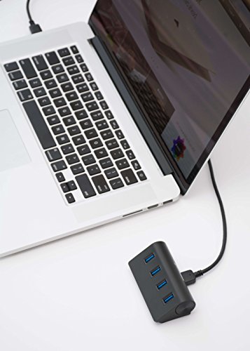 Sabrent USB HUB – Premium 4-Port USB 3.0 Schwarz Aluminum Hub (76cm Kabel) für iMac, MacBook, MacBook Pro, MacBook Air, Mac Mini oder einem beliebigen PC [Schwarz] (HB-MC3B) - 3