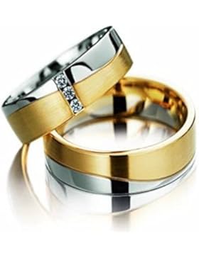 Eheringe Partnerringe Trauringe Verlobungsringe Freundschaftsringe aus Titan mit Zirkonia / Laser Gravur GRATIS