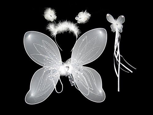 Manchester Royalty BEAUTIFUL WHITE HEART FAIRY WINGS, WAND AND BOPPERS - FANCY DRESS PLAY