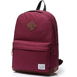 VASCHY Mochilas Escolares Juveniles, Mochila Mujer Casual Mochila Hombre Vintage Mochila para Portatil 15.6 Pulgadas Mochila Universidad Resistente Al Agua Mochila Instituto para Chicas Rojo