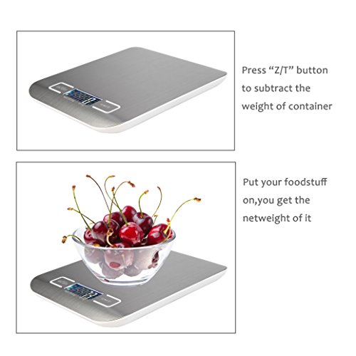 Die elektronische waage – MAVIE 11lb / 5kg – digital – küche essen skala mit lcd – display, silber, edelstahl kochen skala, genauigkeit 0.01oz/1g - 4