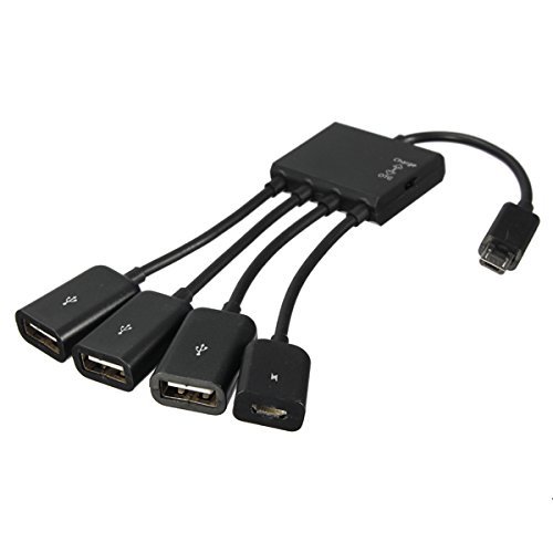 TOOGOO (R) Schwarz USB 4-Port-Hub Mikroteil Ladekabel OTG-Adapter - 4