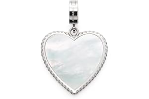Leonardo Jewels Clip&Mix Caya Anhänger aus Edelstahl, silberfarbener Herz-Anhänger mit Perlmutt und Kordeldesign gravierbar, Damenschmuck, 022199