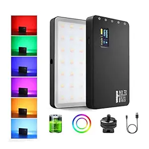 Weeylite RGB Full Color Output Video LED Light,CRI5+ Dimmable 2500K-8500K Fill Light LED Panel on-Camera,Built-in Lithium Battery,OLED Screen for YouTube,Vlog,DSLR,Studio,Outdoor,Smartphone Shooting