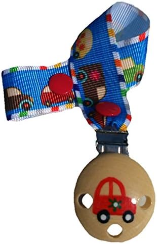 CuteToots wooden hand-painted dummy clip - broom broom cars (for dummy with ring)