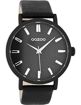 Oozoo Damenuhr mit Lederband 42 MM Schwarz/Schwarz C8334