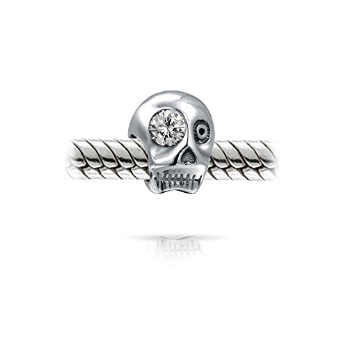 Sterling Silver Skull & Crossbones Bead – Slide-On Charm For European Bracelets & Necklaces