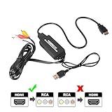 HDMI-zu-RCA-Konverter: Kombinieren Sie das HDMI-Kabel und das RCA-Kabel mit dem HDMI-zu-RCA-Chipsatz-Konverter. Das HDMI-Signal (Amazon Fire Stick, Roku, STB, Blu-ray-DVD, PS3, PS4) wird in ein analoges RCA-Signal für AV-Geräte umgewandelt.