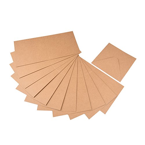 Jumbo Set, Umschläge und Faltkarten aus Naturkarton, 50 Karten + 50 Umschläge in quadratisch und DIN Lang, 100 Teile in einem Set, ideal zum Selbstgestalten - 4