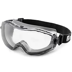 SolidWork Safety Goggles with Universal Fit | Eye Protective Safety Glasses for Construction Work | Scratch Resistant Goggle with UV-Protection and Anti-Fog | For Men & Women | Clear Lens | Grey