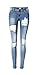 Produktbild iRachel Damen Jeanhose Skinny Röhrenjeans Bleistifthose Hose Denim Dünn Rise Ripped Loch Bleistift Hose