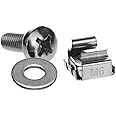 Immech - Server Rack & Cabinet M6 Cage Nuts & Mounting Screws With Washer, Nickel Finish, 10 set