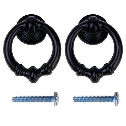 Ziehgriff Knopf – TOOGOO(R) 3 Paar Vintage Schublade Kommode Schrank Ziehgriff Knopf Griffe Schwarz - 2