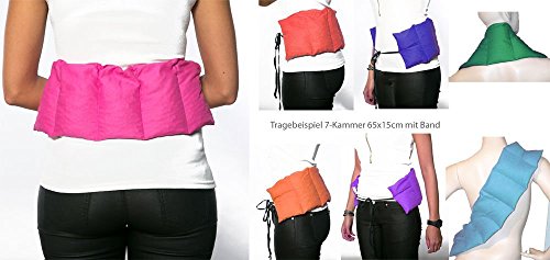 Bio-Dinkelkissen 7-Kammer mit Band, 65x15 dunkelblau | Wärmekissen Körnerkissen